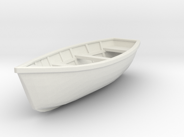 Wooden boat. Scale O (1/43) in White Natural Versatile Plastic