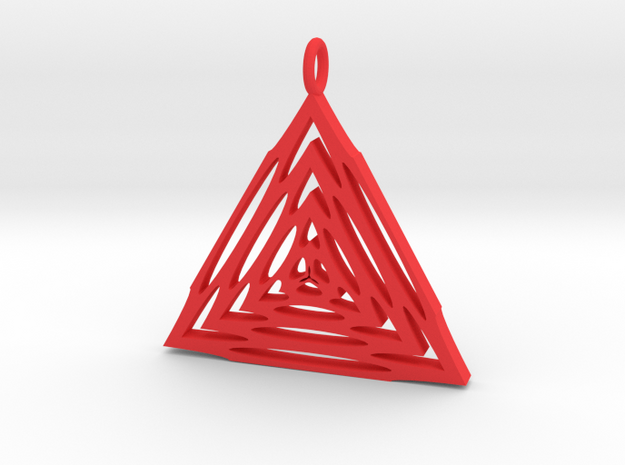 Trianglular Pendant in Red Processed Versatile Plastic