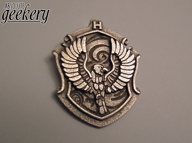 Ravenclaw House Crest - Pendant LARGE in Polished Bronzed Silver Steel