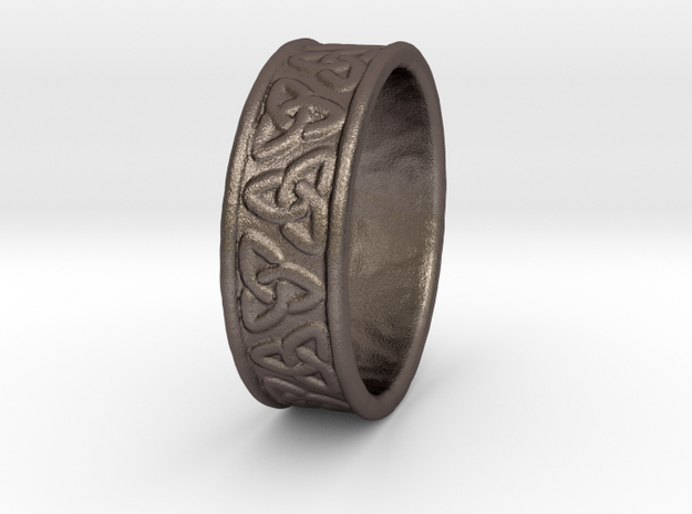 Celtic Ring 17.2mm in Polished Bronzed Silver Steel