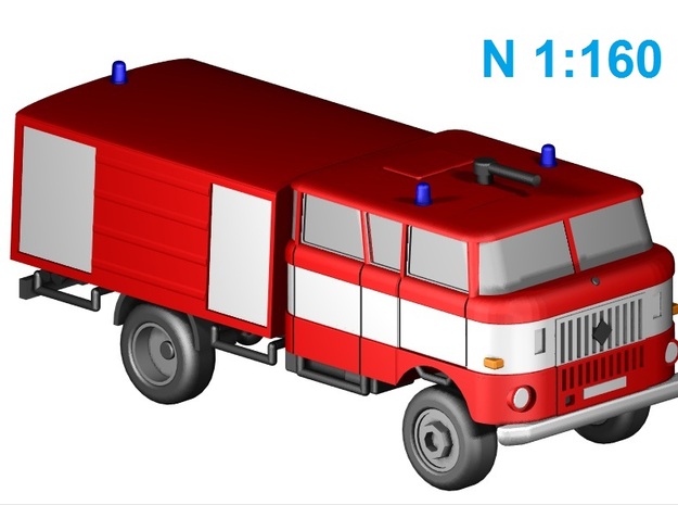 W50 Feuerwehr / Fire truck 4WD (N 1:160) in Smooth Fine Detail Plastic