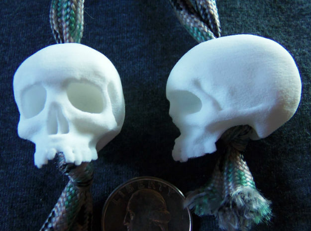 Mini Skull Keychain Charm in White Natural Versatile Plastic