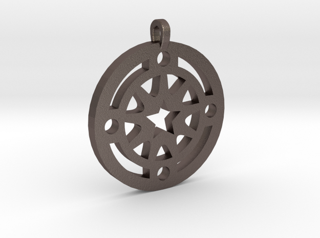 Star Pendant in Polished Bronzed Silver Steel