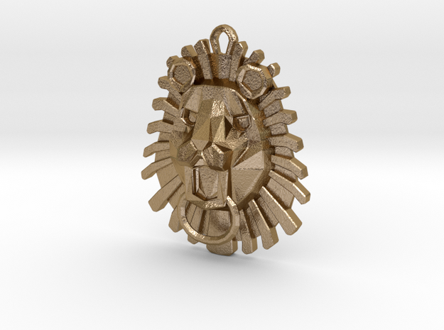 Lion Pendant in Polished Gold Steel