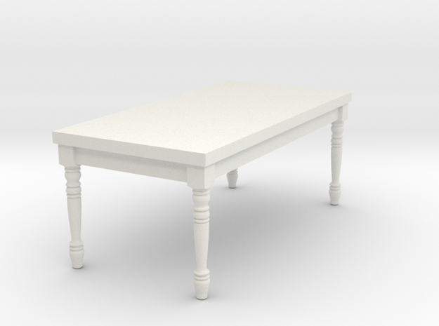 1:24 Half Scale French Country Dining Table 1 in White Natural Versatile Plastic