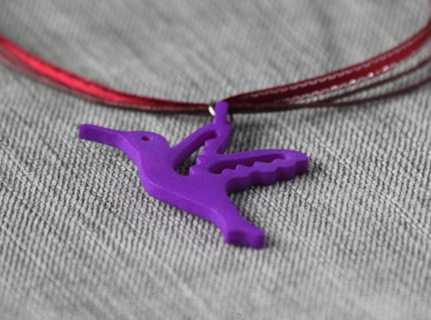 Hummingbird Pendant in Purple Processed Versatile Plastic