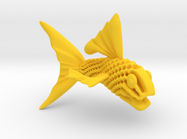 Artistic Fish Sculpture  in Yellow Processed Versatile Plastic