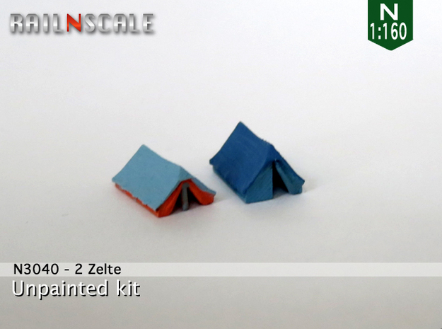 2 Zelte (N 1:160) in Tan Fine Detail Plastic
