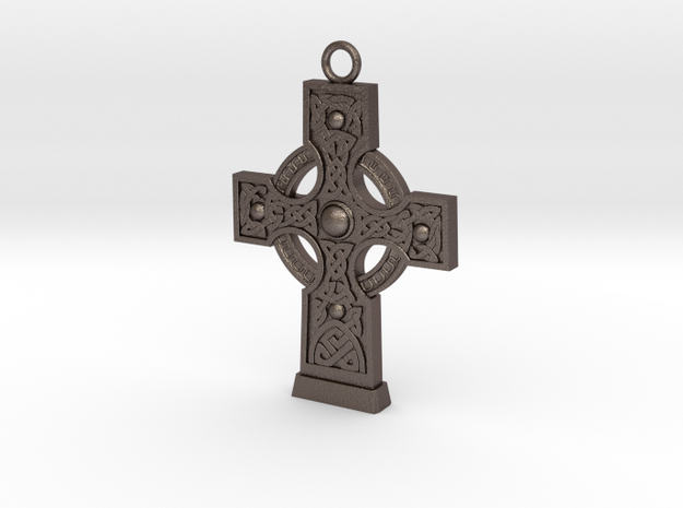 Celticcross1 Necklace in Polished Bronzed Silver Steel