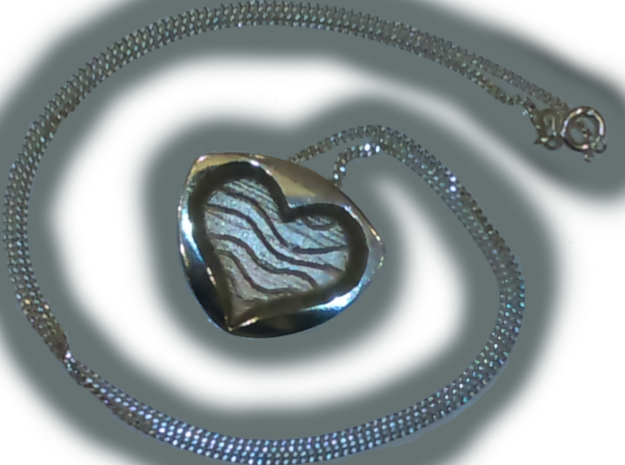 Heart necklace with an inside hole for chain in Polished Gold Steel