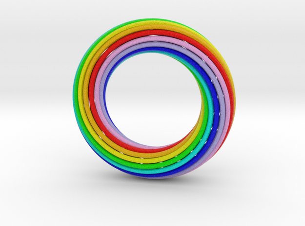 0161 Torus of Doubly Twisted Strips (p=1, d=10cm) in Full Color Sandstone