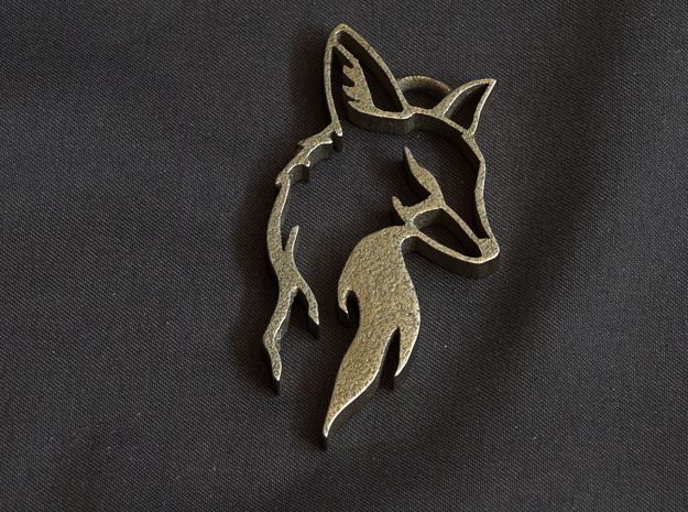 Fox Pendant in Polished Bronzed Silver Steel