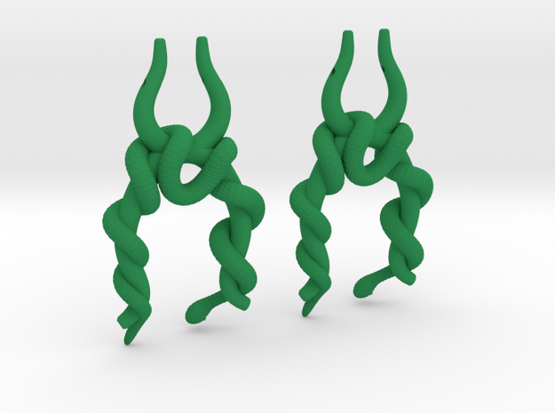 Twisted Snake Earring in Green Processed Versatile Plastic