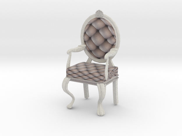 1:12 One Inch Scale SilverWhite Louis XVI Chair in Full Color Sandstone