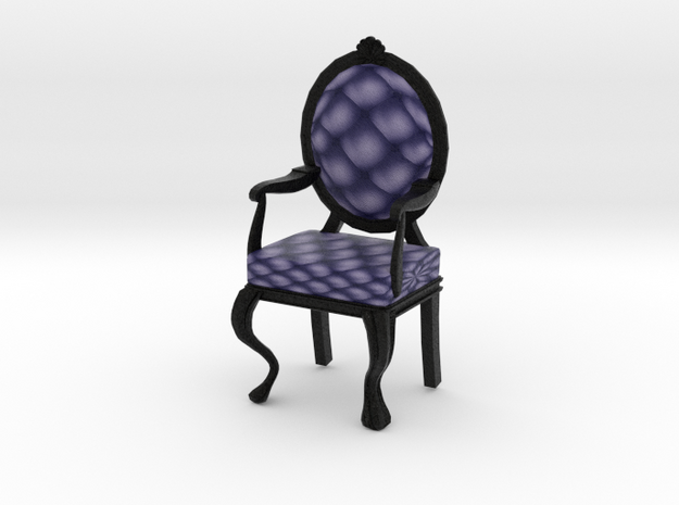 1:12 One Inch Scale NavyBlack Louis XVI Chair in Full Color Sandstone