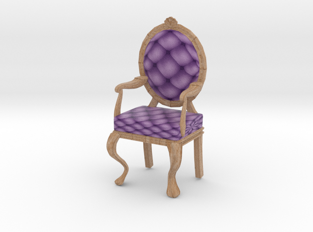 1:24 Half Inch Scale LavPale Oak Louis XVI Chair in Full Color Sandstone