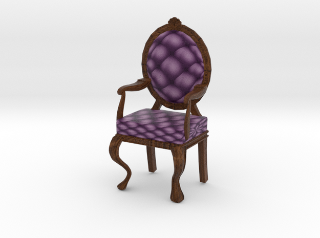 1:48 Quarter Scale VioletDark Oak Louis XVI Chair in Full Color Sandstone