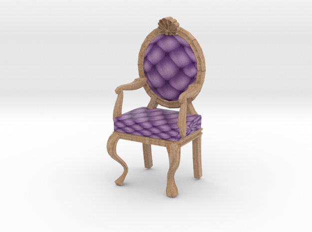 1:48 Quarter Scale LavPale Oak Louis XVI Chair in Full Color Sandstone