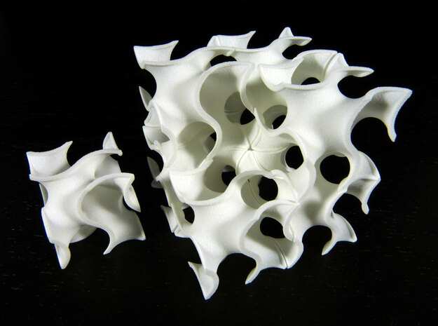 Eight gyroid chunks in White Natural Versatile Plastic