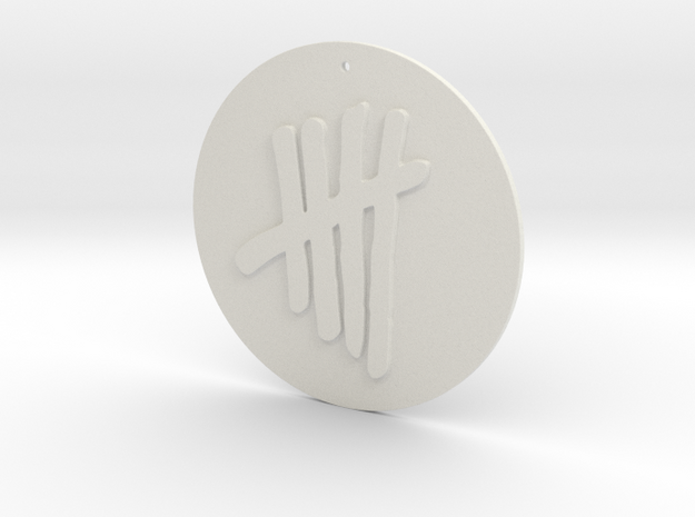 Tally Mark Pendant style 2 in White Natural Versatile Plastic
