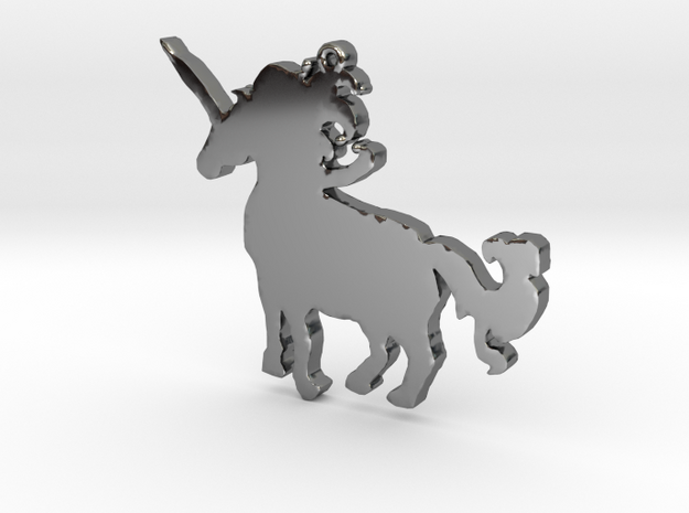 Unicorn Necklace Pendant in Fine Detail Polished Silver