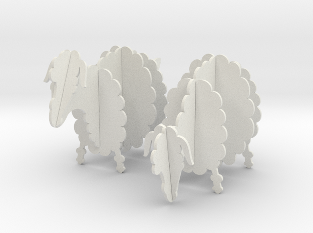 Wooden Sheep 1:12 in White Natural Versatile Plastic