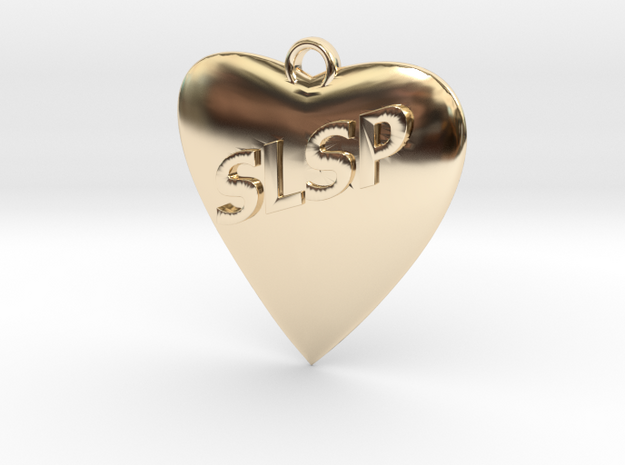 Monogram Heart Pendant in 14k Gold Plated Brass