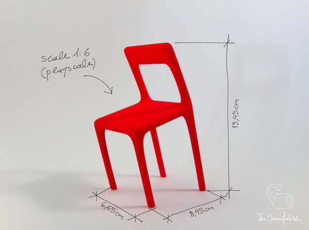 Uncomfortable chair No2 - 1:6 scale in Red Processed Versatile Plastic