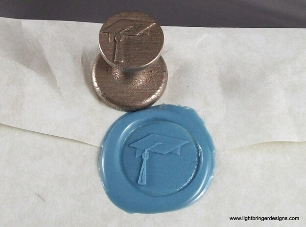 Mortarboard Wax Seal in Polished Bronzed Silver Steel
