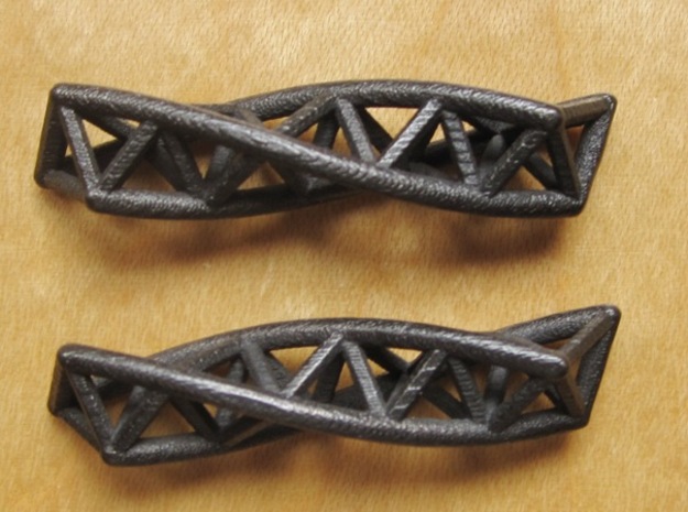 Triple Helix Earrings in Polished and Bronzed Black Steel