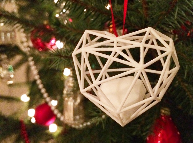Heart Christmas ornament in White Natural Versatile Plastic