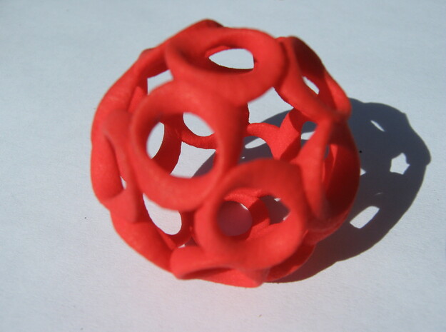Moebius Ball in Red Processed Versatile Plastic
