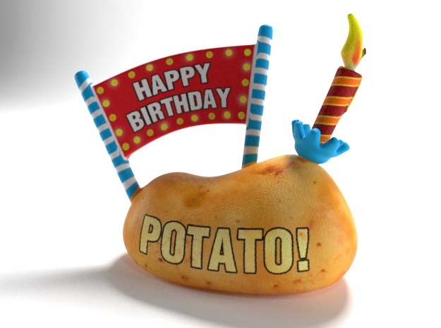 Happy Birthday - Have a Potato! in Full Color Sandstone