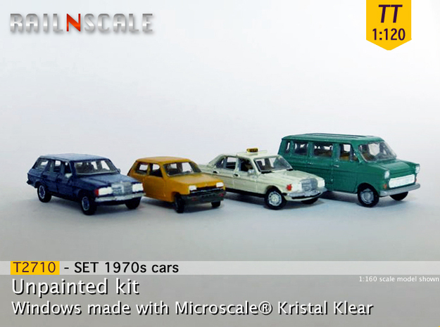 4x 1970s cars (SET B - TT 1:120) in Tan Fine Detail Plastic