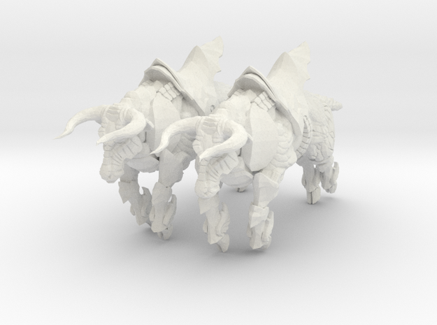 Bronze Bull Rev5 - Pose 2 in White Natural Versatile Plastic