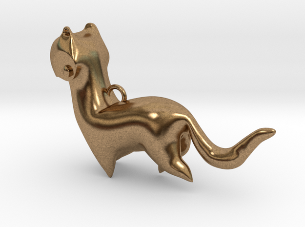 New Zealand Stoat charm in Natural Brass