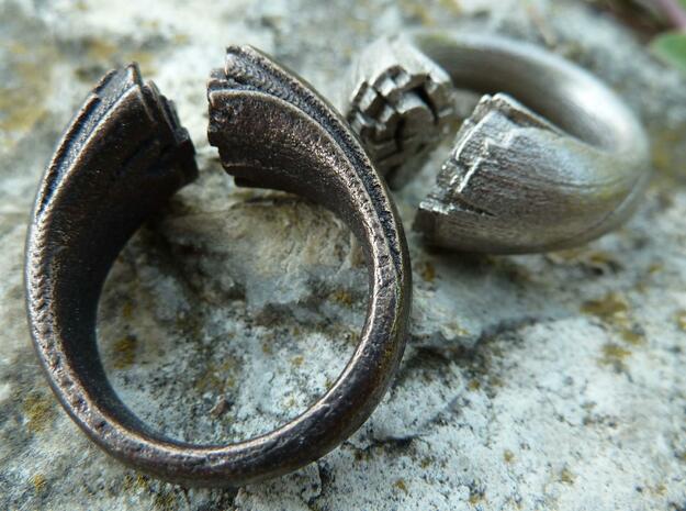 Cracking Wood ring - Size8 in Polished Bronze Steel