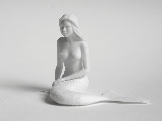 Mermaid Miniature Statue Model Scale 1:12 1:16 in White Natural Versatile Plastic: 1:12