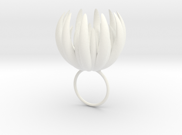 Large Blooming Ring in White Processed Versatile Plastic