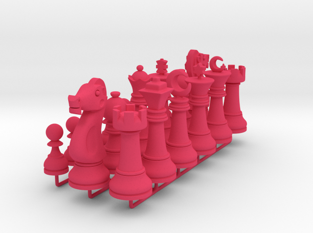 Set Chess Basic Big / Timur Chess Pieces in Pink Processed Versatile Plastic