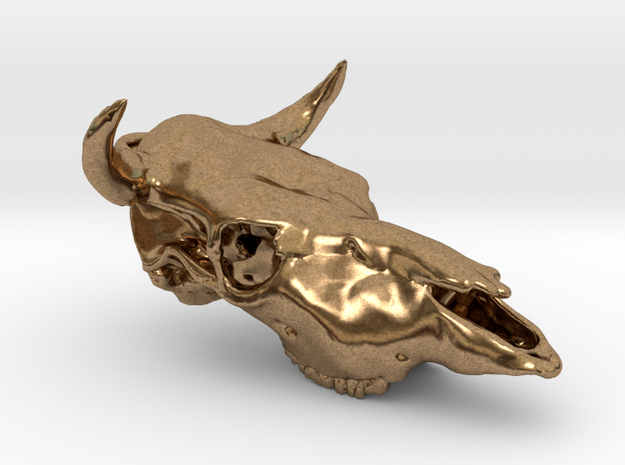 Bull Skull Pendant  in Natural Brass