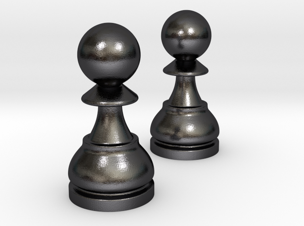 Pair Pawn Chess / Timur Pawn of Pawns in Polished and Bronzed Black Steel