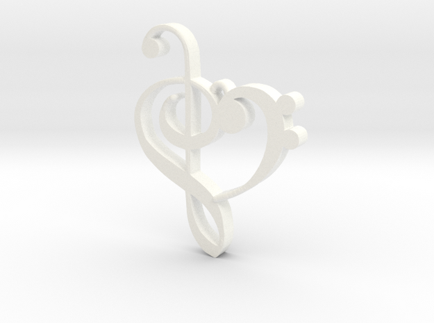 G-clef Heart Pendant in White Processed Versatile Plastic
