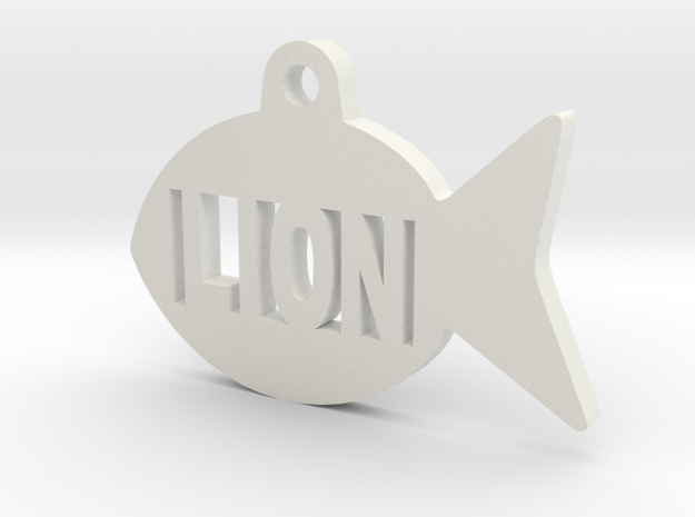 Gold Fish Pet ID Tag - Lion in White Natural Versatile Plastic