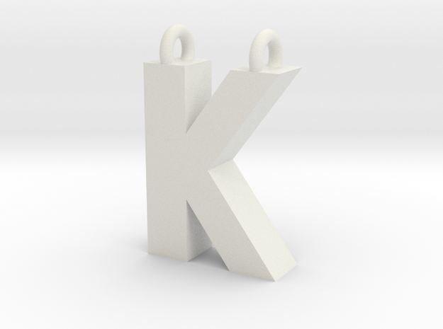 Alphabet (K) in White Natural Versatile Plastic