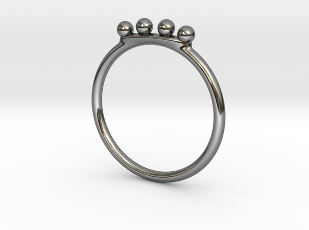 4 Bead Stacking Ring  in Fine Detail Polished Silver