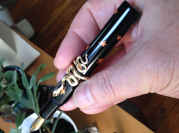 Snake Roll-Stopper for Fountain Pen 15 mm in Natural Brass