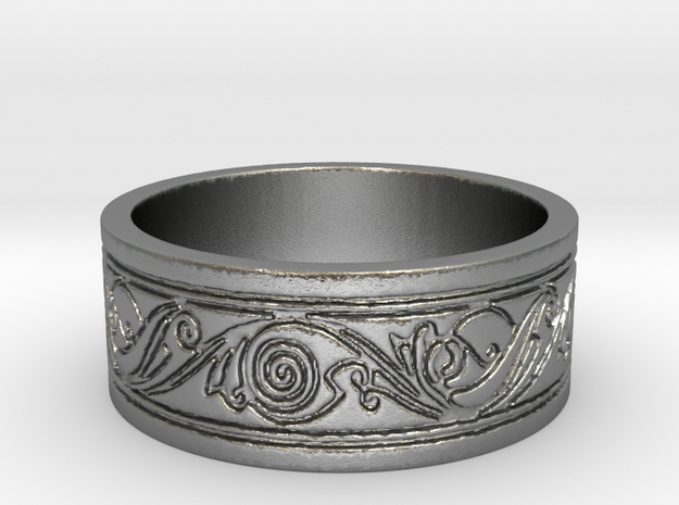 Viking Swirled Linework Ring in Natural Silver
