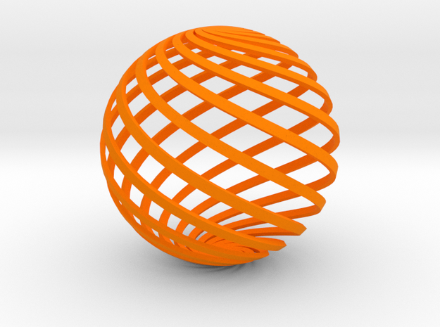 Loxodrome ornament 2 in Orange Processed Versatile Plastic