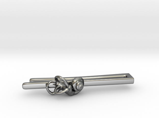 Anatomical Tie Clip with (Right) Cochlea in Fine Detail Polished Silver